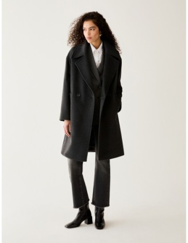 Cappotto ampio in drap di lana Penny Black – Grigio melange - foto 1