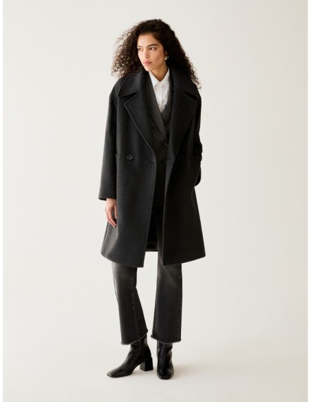 Cappotto ampio in drap di lana Penny Black – Grigio melange - foto 1