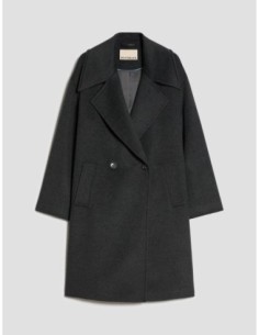 Cappotto ampio in drap di lana Penny Black – Grigio melange - foto 1 2