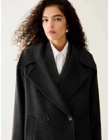 Cappotto ampio in drap di lana Penny Black – Grigio melange - foto 4