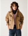 Cropped trench in gabardine Penny Black – Cammello