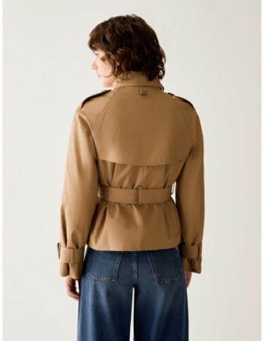Cropped trench in gabardine Penny Black – Cammello - foto 3