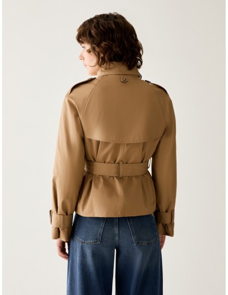 Cropped trench in gabardine Penny Black – Cammello - foto 3