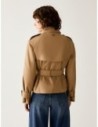Cropped trench in gabardine Penny Black – Cammello