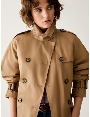 Cropped trench in gabardine Penny Black – Cammello - foto 4