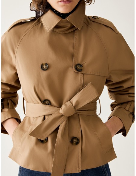 Cropped trench in gabardine Penny Black – Cammello - foto 5