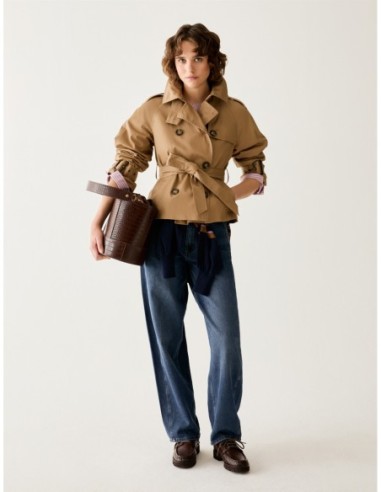 Cropped trench in gabardine Penny Black – Cammello - foto 6