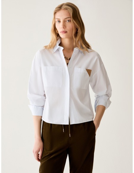 Camicia boxy fit a mix di righe Penny Black – Azzurro - foto 1