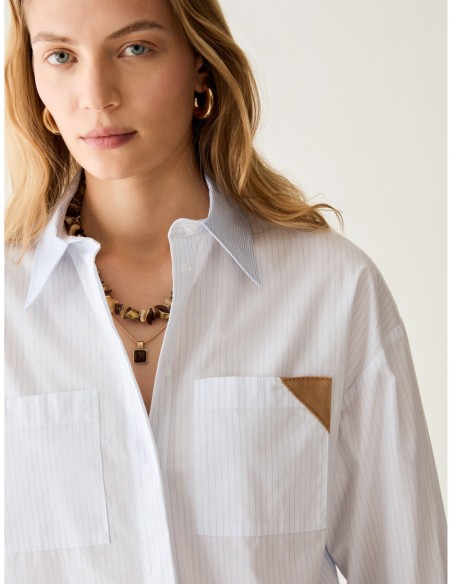 Camicia boxy fit a mix di righe Penny Black – Azzurro - foto 4