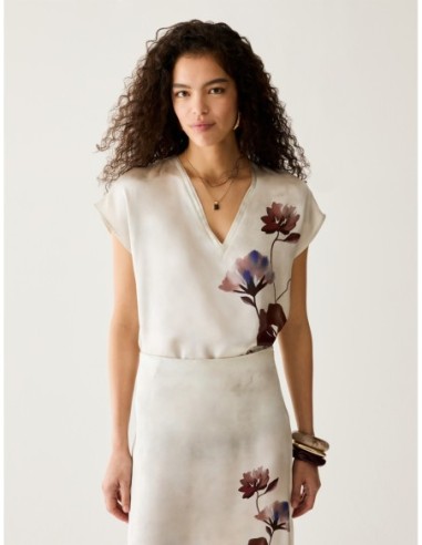 Blusa in raso di seta con fiori Penny Black – Rosso - foto 1