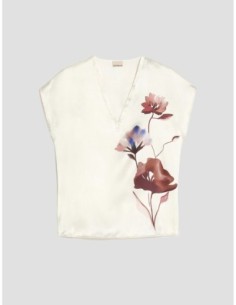 Blusa in raso di seta con fiori Penny Black – Rosso - foto 1 2