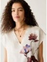 Blusa in raso di seta con fiori Penny Black – Rosso