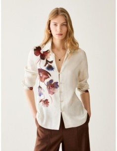 Camicia in raso con fiori Penny Black – Rosso scuro - foto 1
