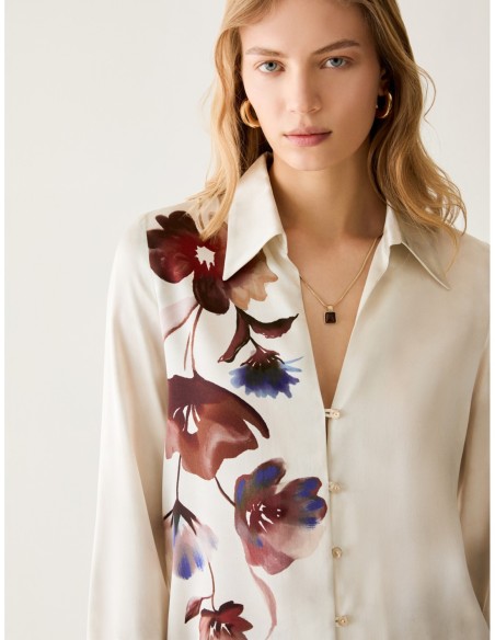 Camicia in raso con fiori Penny Black – Rosso scuro - foto 4