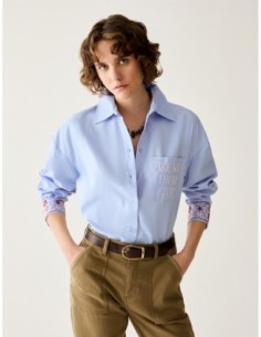 Camicia in cotone con ricami Penny Black – Azzurro - foto 1