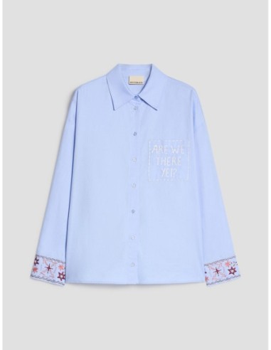 Camicia in cotone con ricami Penny Black – Azzurro - foto 2
