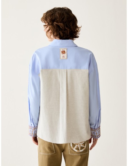 Camicia in cotone con ricami Penny Black – Azzurro - foto 3