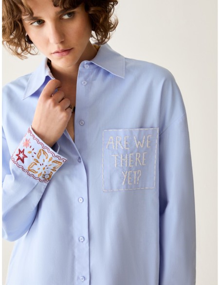 Camicia in cotone con ricami Penny Black – Azzurro - foto 5