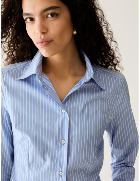 Camicia slim fit in popeline Penny Black – Azzurro - foto 4