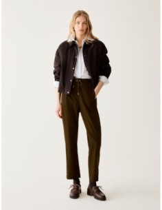 Pantaloni carrot fit in velluto Penny Black – Verde kaki - foto 1