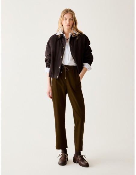 Pantaloni carrot fit in velluto Penny Black – Verde kaki - foto 1