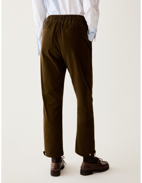 Pantaloni carrot fit in velluto Penny Black – Verde kaki - foto 3