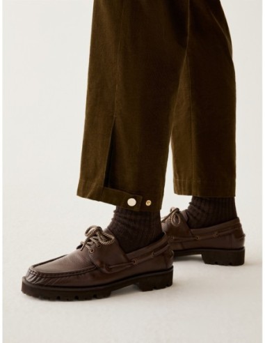 Pantaloni carrot fit in velluto Penny Black – Verde kaki - foto 4