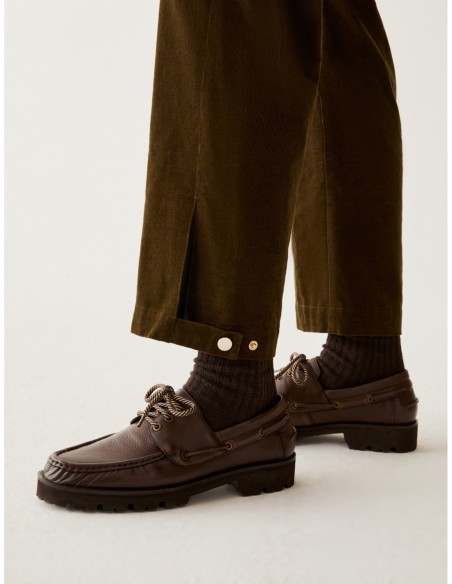 Pantaloni carrot fit in velluto Penny Black – Verde kaki - foto 4