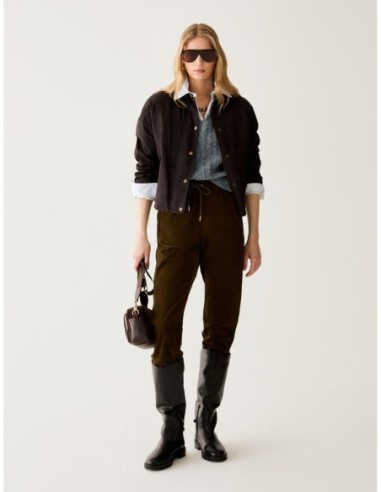 Pantaloni carrot fit in velluto Penny Black – Verde kaki - foto 5