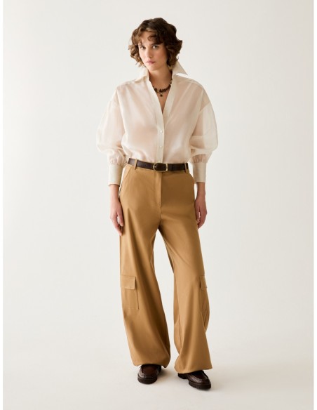 Pantaloni cargo in raso di cotone Penny Black – Cammello - foto 1