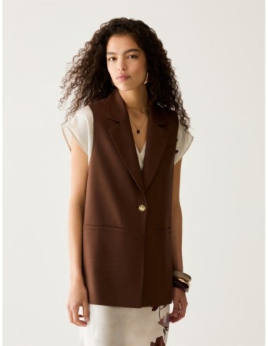 Gilet monopetto con spacchi Penny Black – Tabacco - foto 1