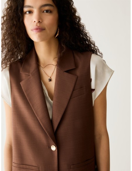 Gilet monopetto con spacchi Penny Black – Tabacco - foto 4