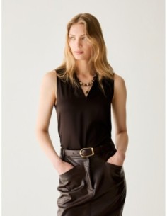 Top in raso di seta stretch Penny Black – Testa di moro - foto 1