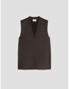 Top in raso di seta stretch Penny Black – Testa di moro - foto 1 2