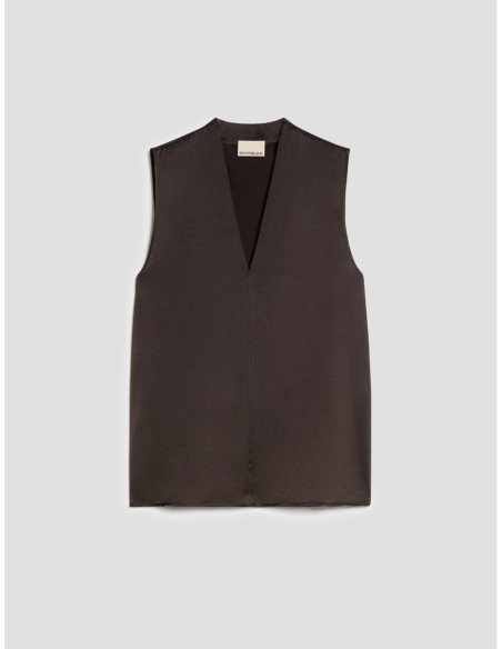 Top in raso di seta stretch Penny Black – Testa di moro - foto 2