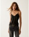 Top in raso con pizzo Penny Black – Nero