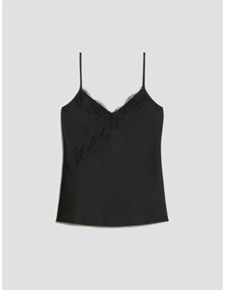 Top in raso con pizzo Penny Black – Nero - foto 2