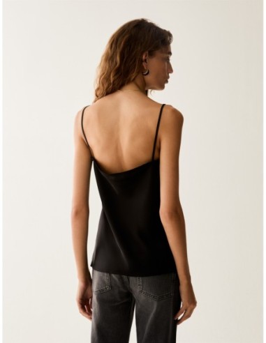 Top in raso con pizzo Penny Black – Nero - foto 3