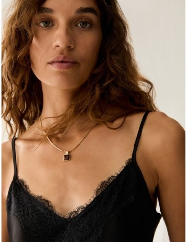 Top in raso con pizzo Penny Black – Nero - foto 4