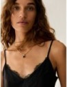 Top in raso con pizzo Penny Black – Nero