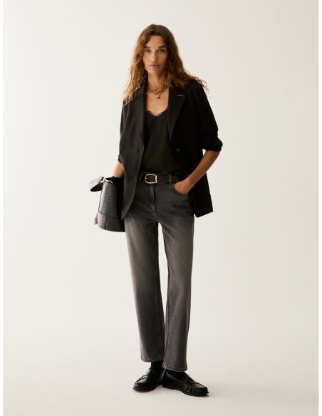 Top in raso con pizzo Penny Black – Nero - foto 5