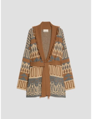 Cardigan jacquard con frange Penny Black – Tabacco - foto 2