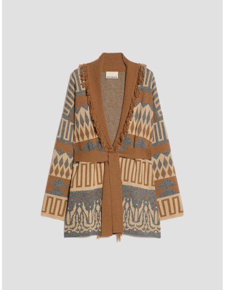 Cardigan jacquard con frange Penny Black – Tabacco - foto 2