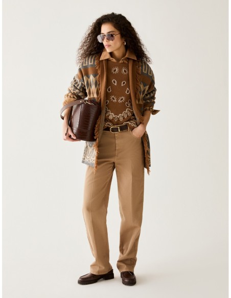 Cardigan jacquard con frange Penny Black – Tabacco - foto 5