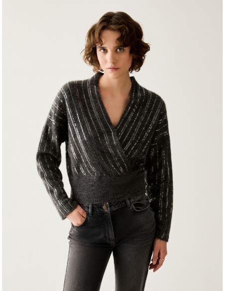 Maglia con ricami di paillettes Penny Black – Grigio - foto 1