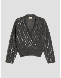 Maglia con ricami di paillettes Penny Black – Grigio - foto 1 2