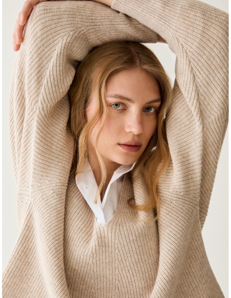Maglia a punto pannocchia Penny Black – Beige - foto 4