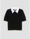 Maglia con colletto ricamato Penny Black – Nero