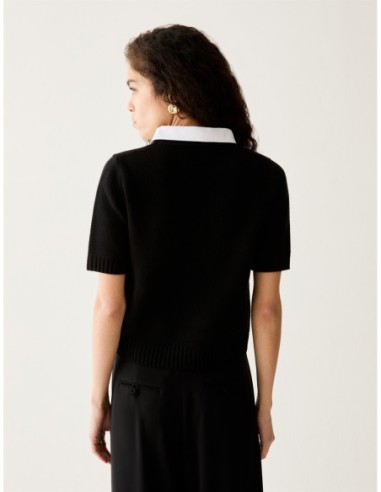 Maglia con colletto ricamato Penny Black – Nero - foto 3