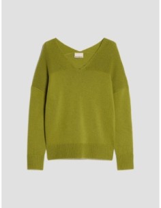 Pull scollo a V in blend di lana Penny Black – Pistacchio - foto 1 2